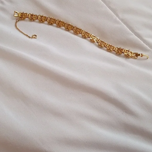 Vintage gold pearl, blue pearl, bracelet - Picture 5 of 8